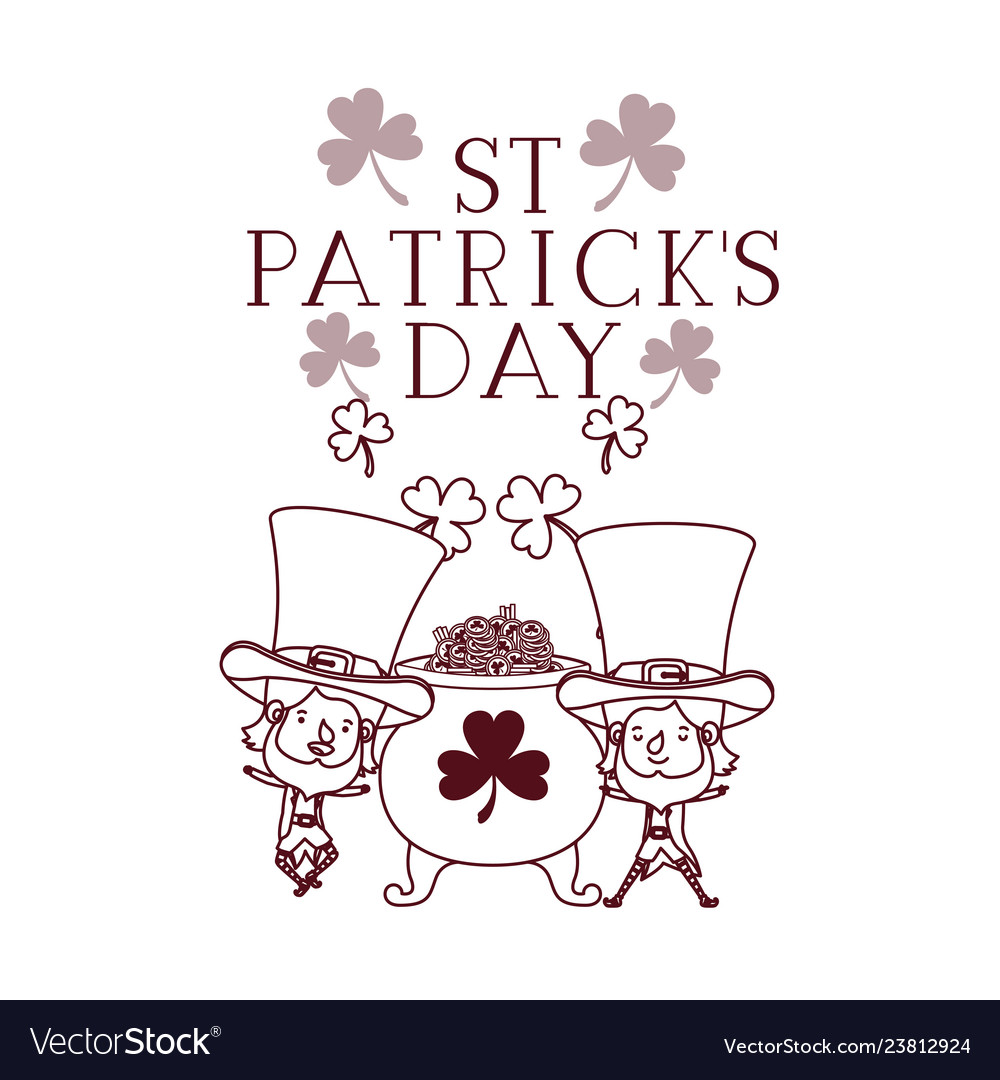 St Patricks Day Label With Leprechauns Character Vector Image