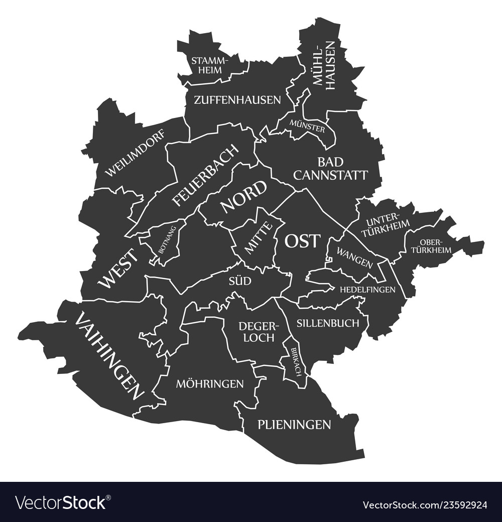 Stuttgart city map germany de labelled black Vector Image