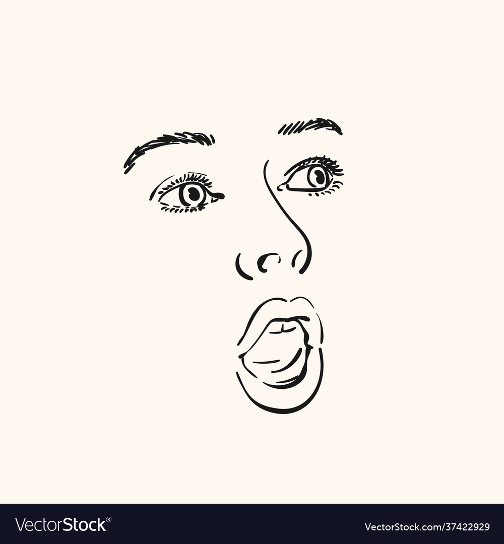 Face excited young woman with open mouth Vector Image