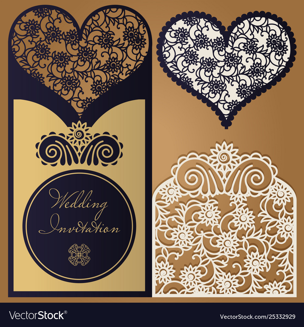 Laser Cut Paper For Weddings Invitation Template Vector Image
