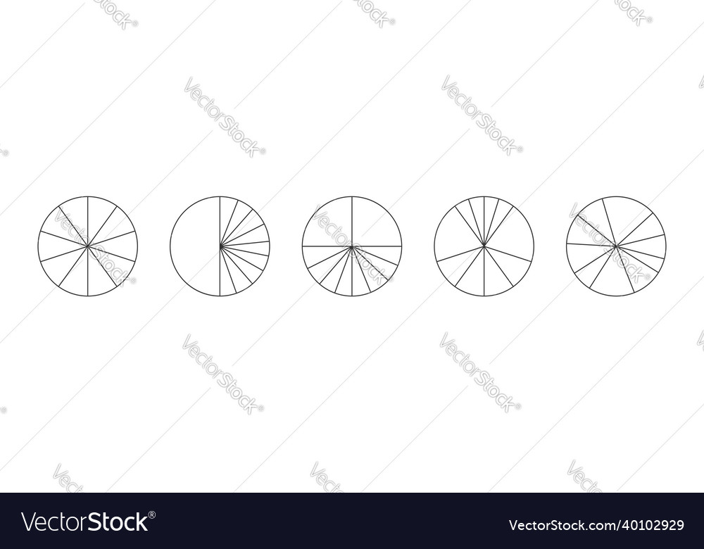 Outline circles divided in 10 segments pie Vector Image