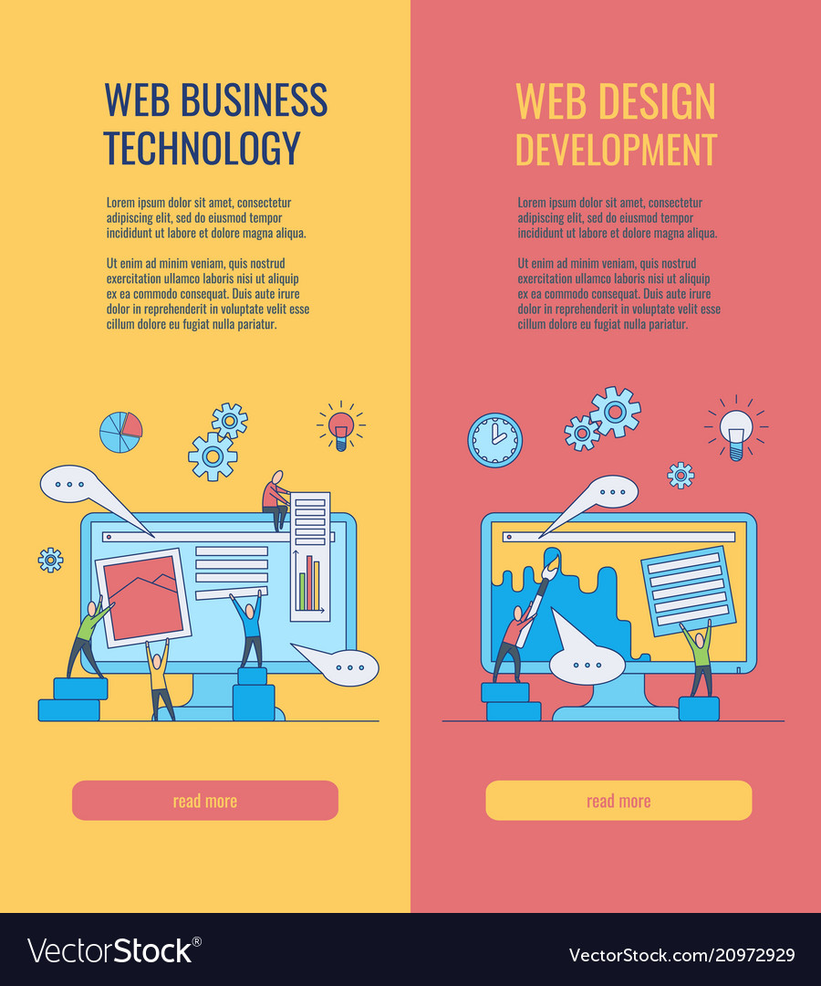 Web Development Vertical Banners Set With People Vector Image