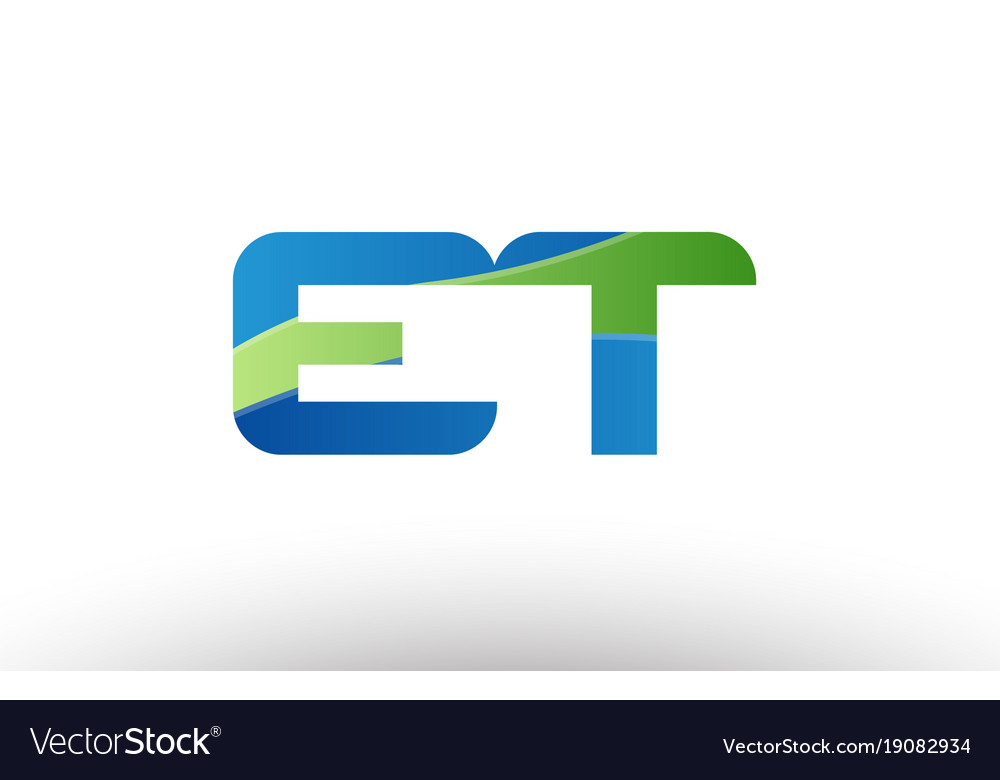 Blue green et e t alphabet letter logo