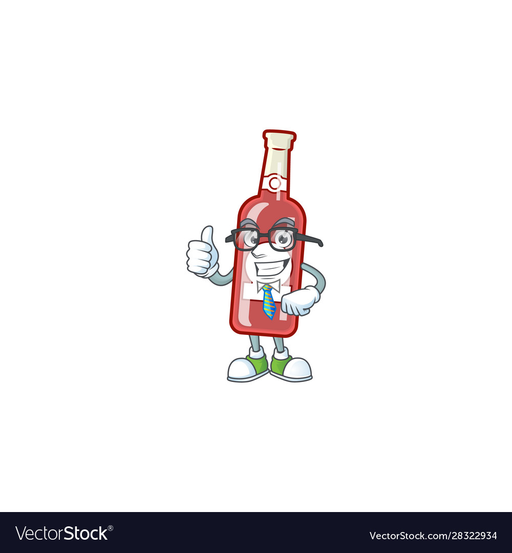 Cool businessman champagne red bottle mascot