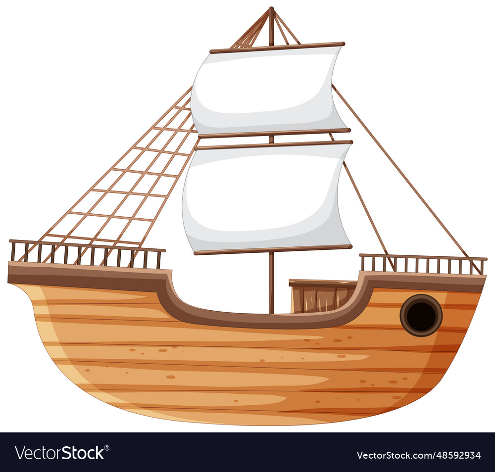 Isolated cartoon of a wooden ship Royalty Free Vector Image