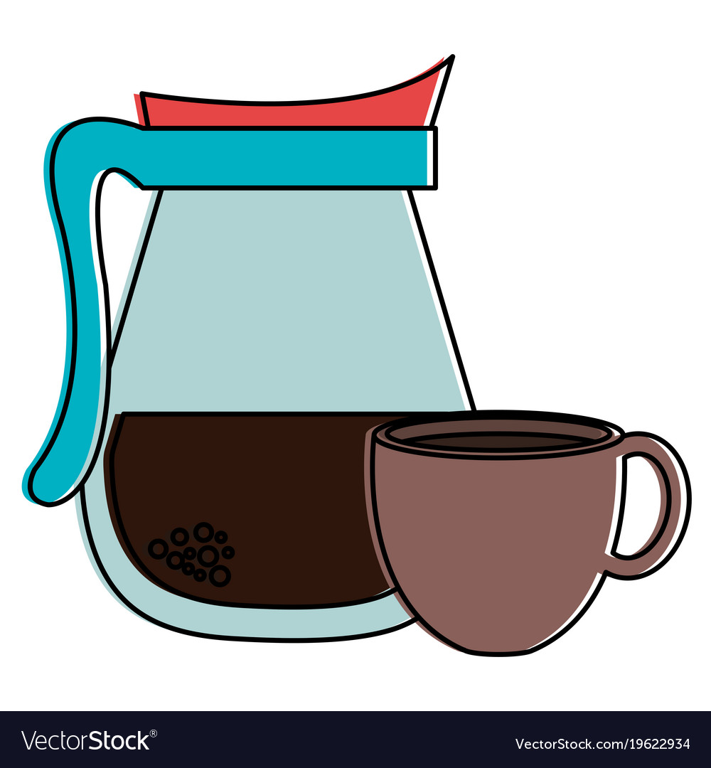 Kettle mit Kaffeetasse heiße Ikone