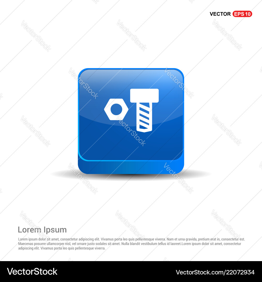 Nut bolt icon - 3d blue button Royalty Free Vector Image