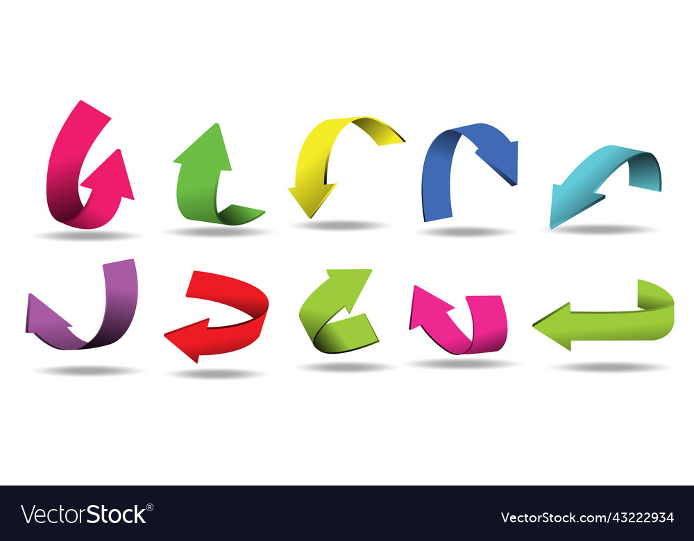 Realistic set arrows colorful arrow symbols Vector Image