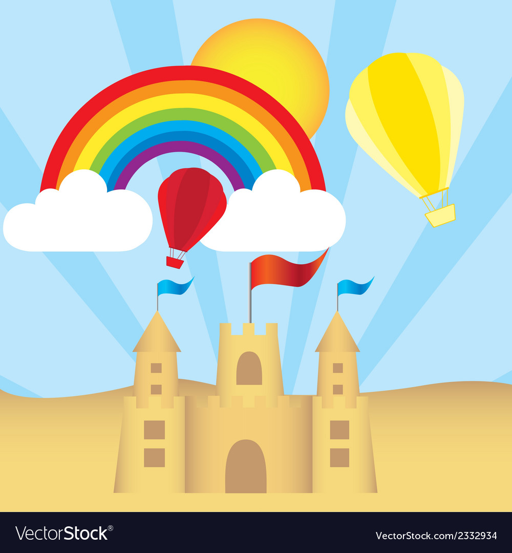 Sancastle rainbow clouds hot air balloon