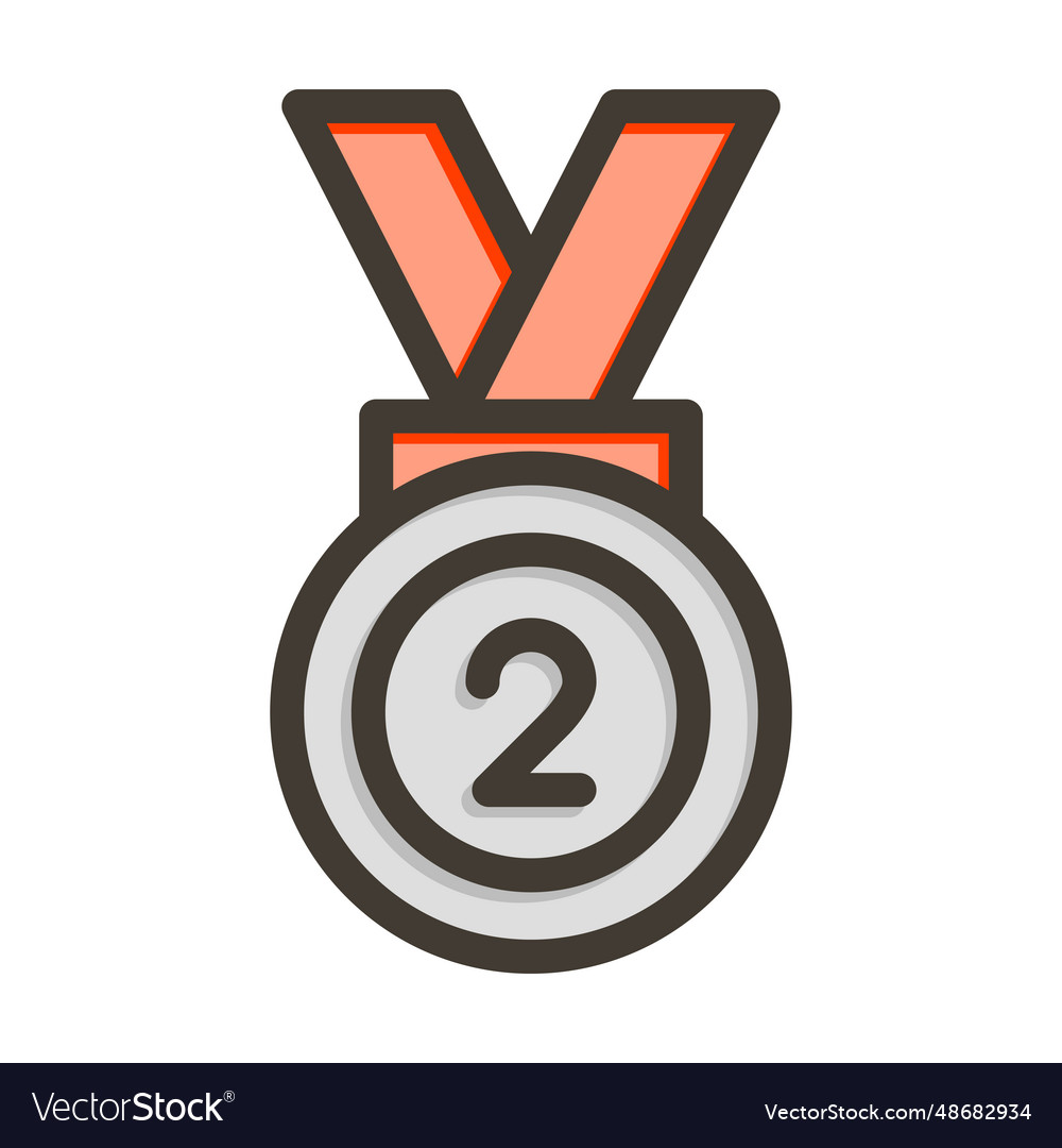 Silver medal thick line filled colors icon