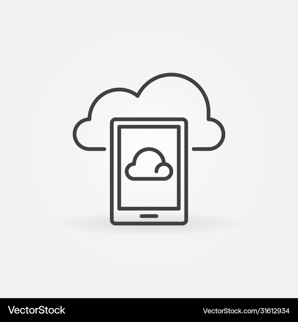 Smartphone with cloud linear icon - cloud Vector Image