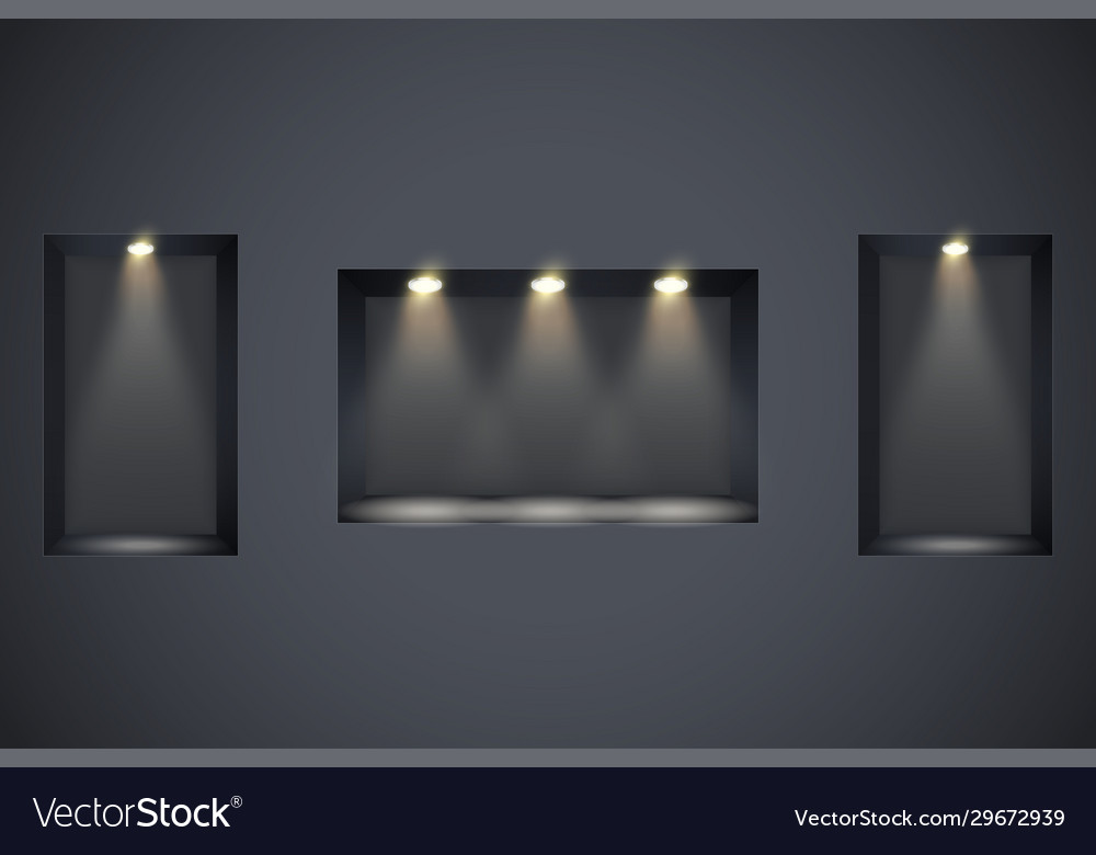 Black wall niches with spotlight