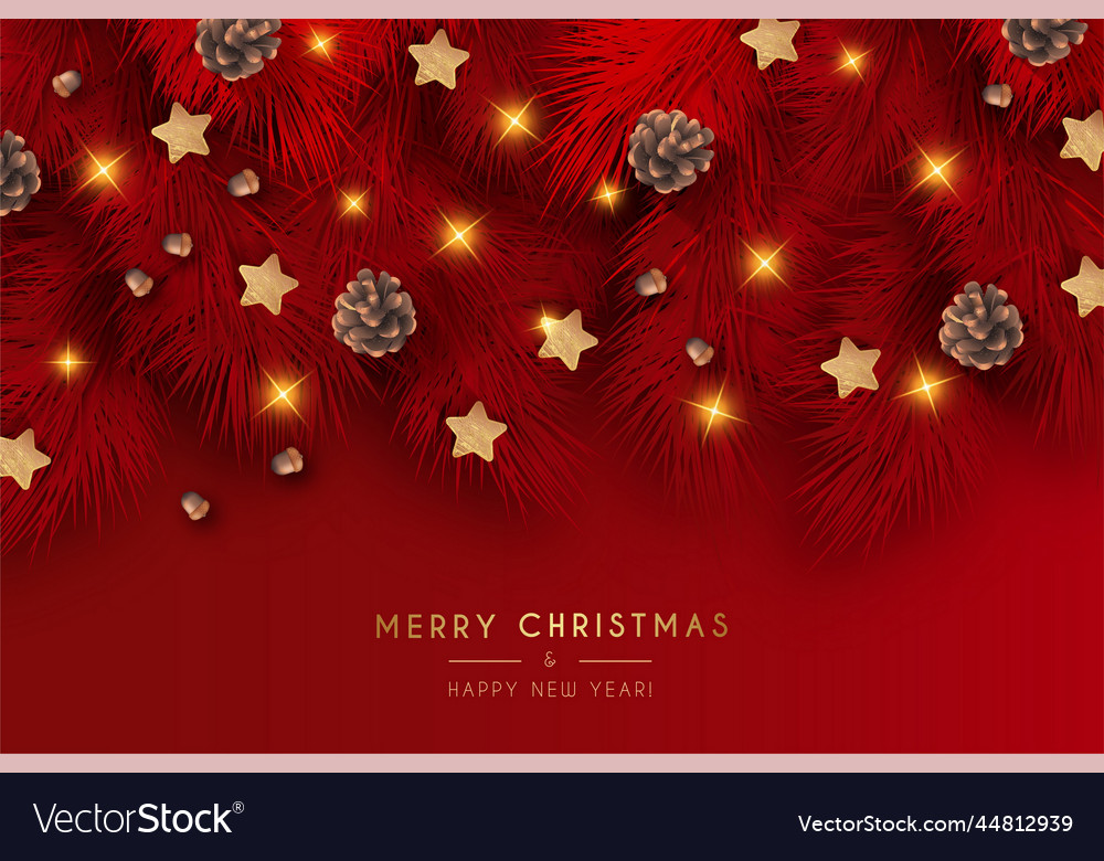 Elegant red christmas background with realistic Vector Image