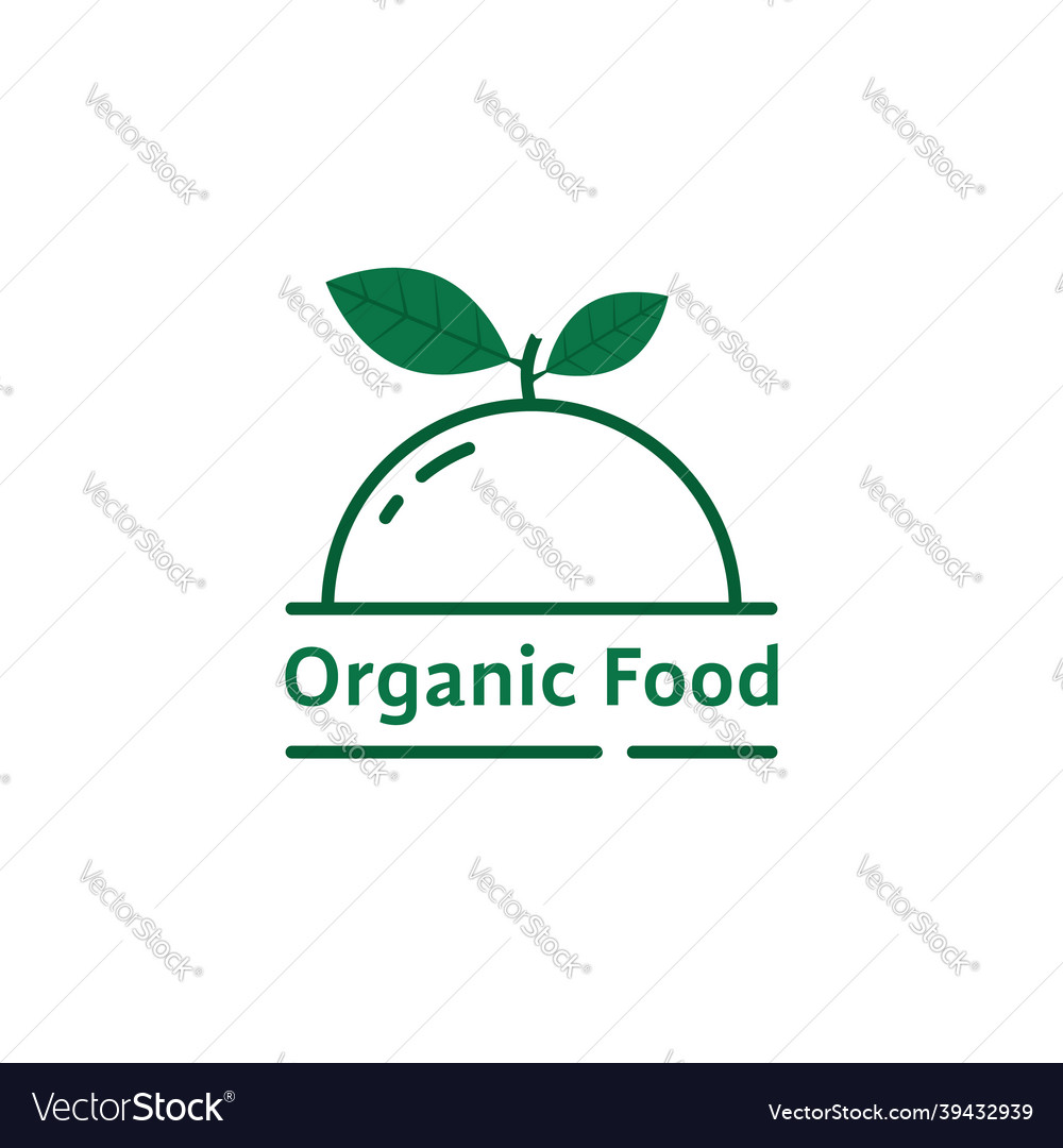 Organic food icon with green leaves Royalty Free Vector