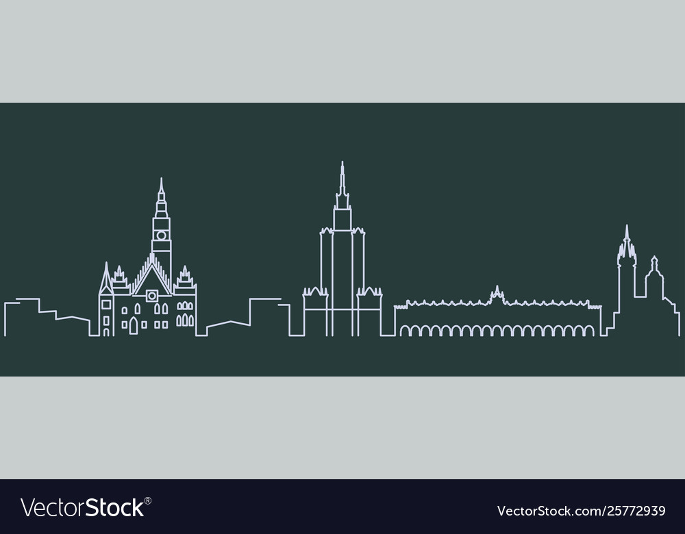 Poland simple line skyline and landmark Royalty Free Vector