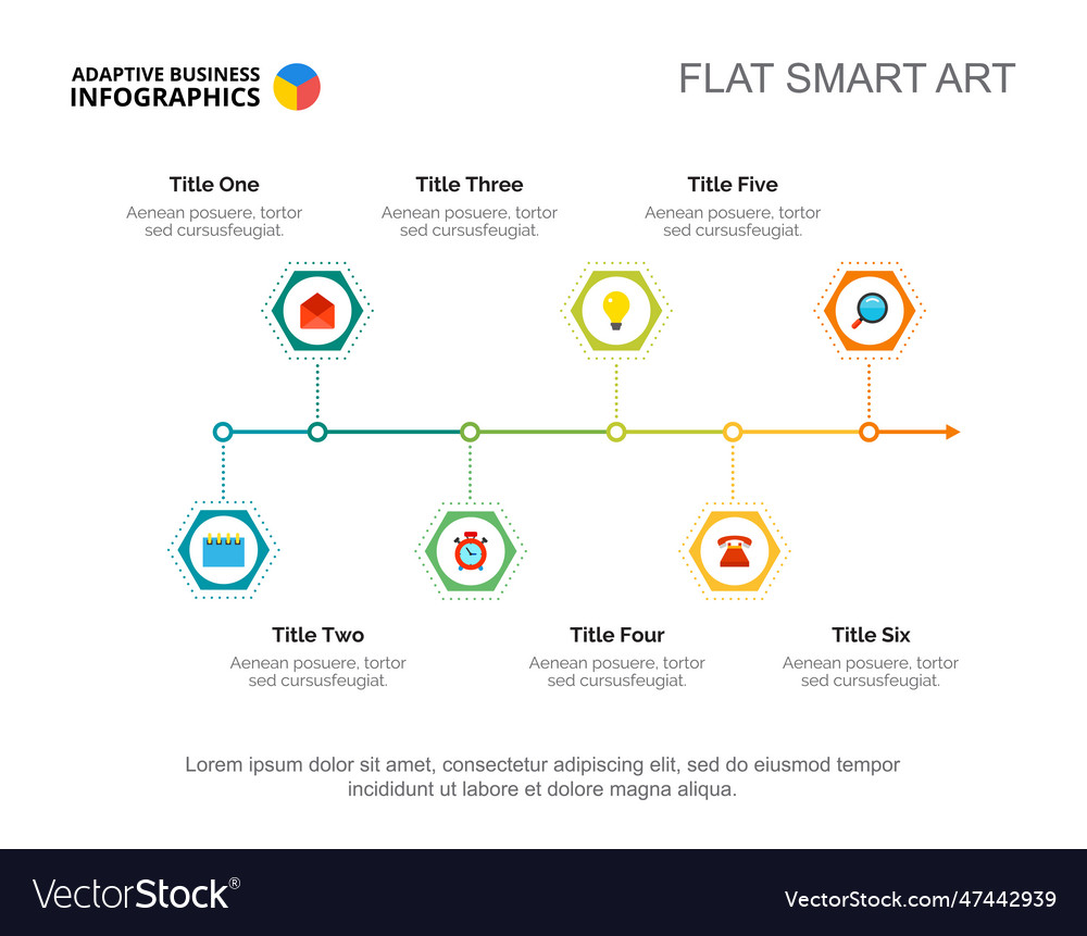 Six stages plan slide template Royalty Free Vector Image