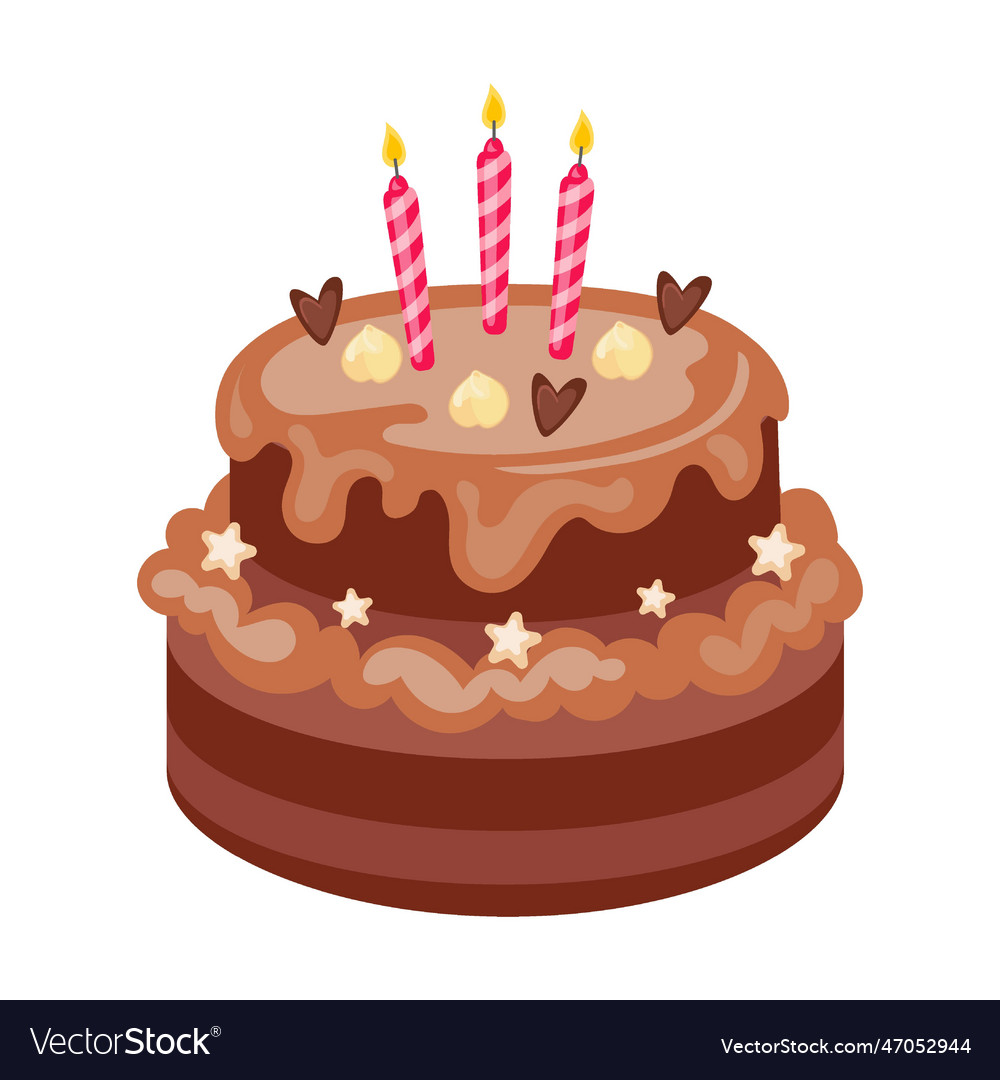 Birthday cake with cream chocolate and candles Vector Image