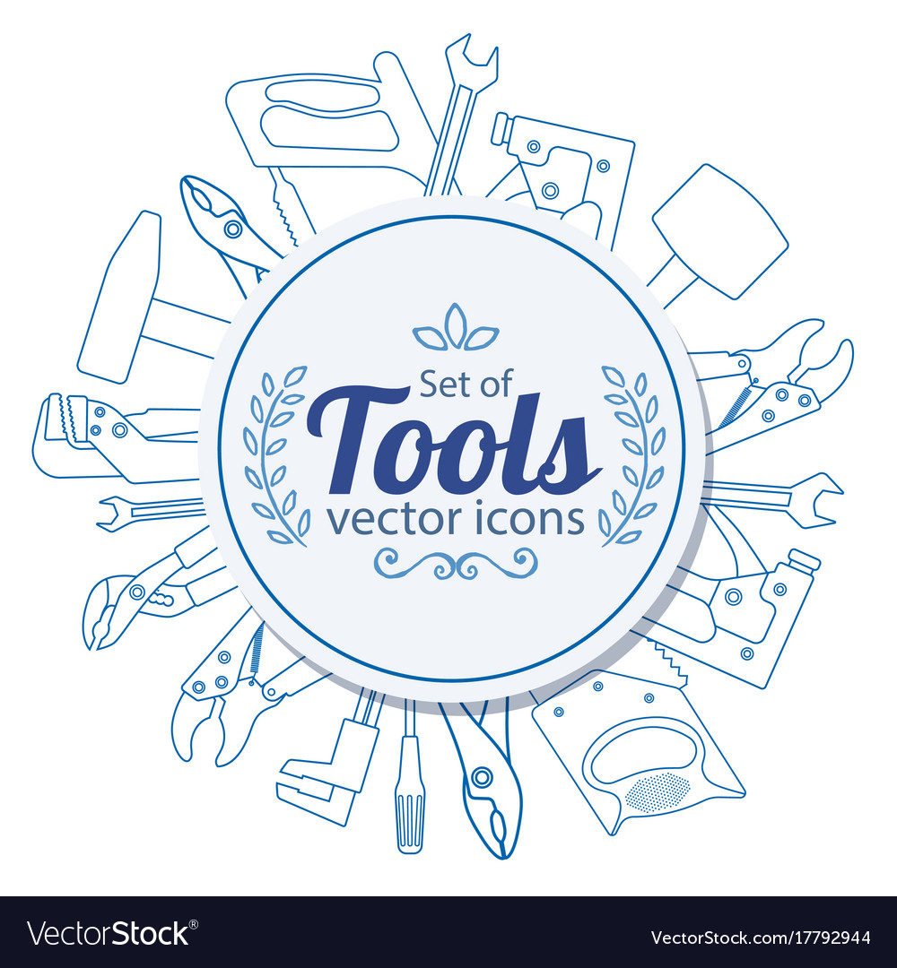 Circle Shape Template With Repair Tools Icons Vector Image