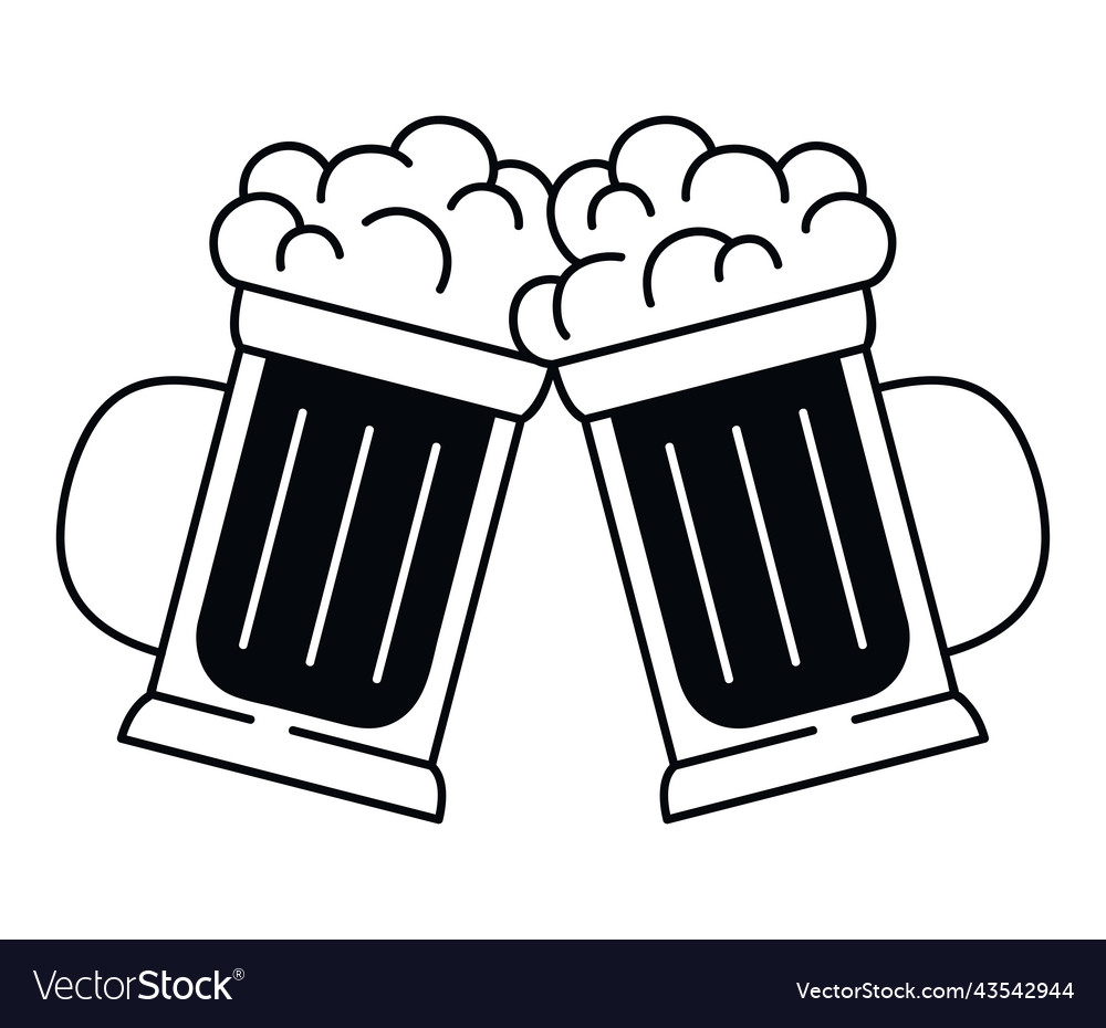 Foamy beer mugs Royalty Free Vector Image - VectorStock