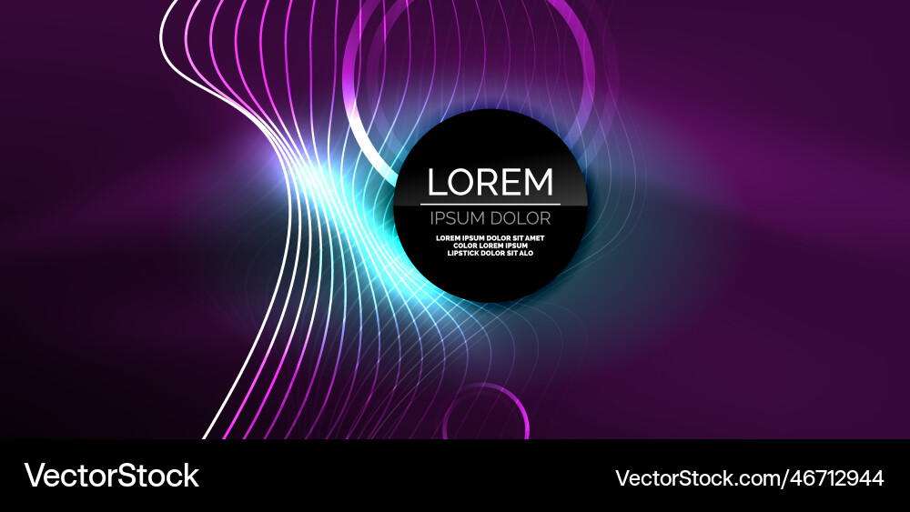 Neon lines and waves abstract background techno Vector Image