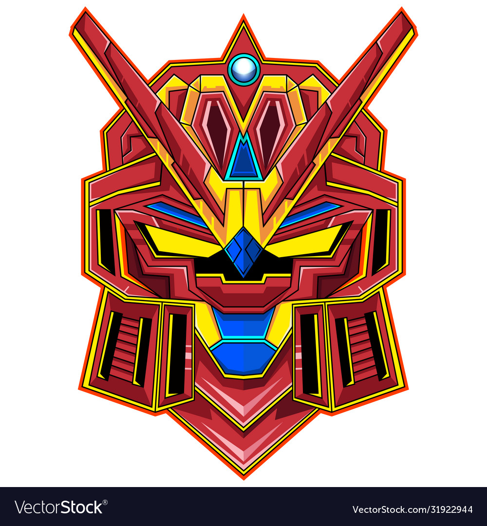 Red robot head mascot logo design Royalty Free Vector Image