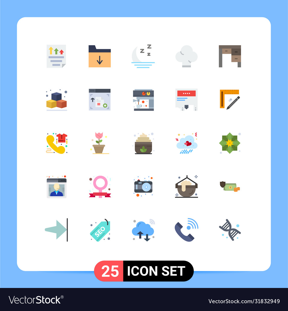 25 user interface flat color pack modern signs Vector Image