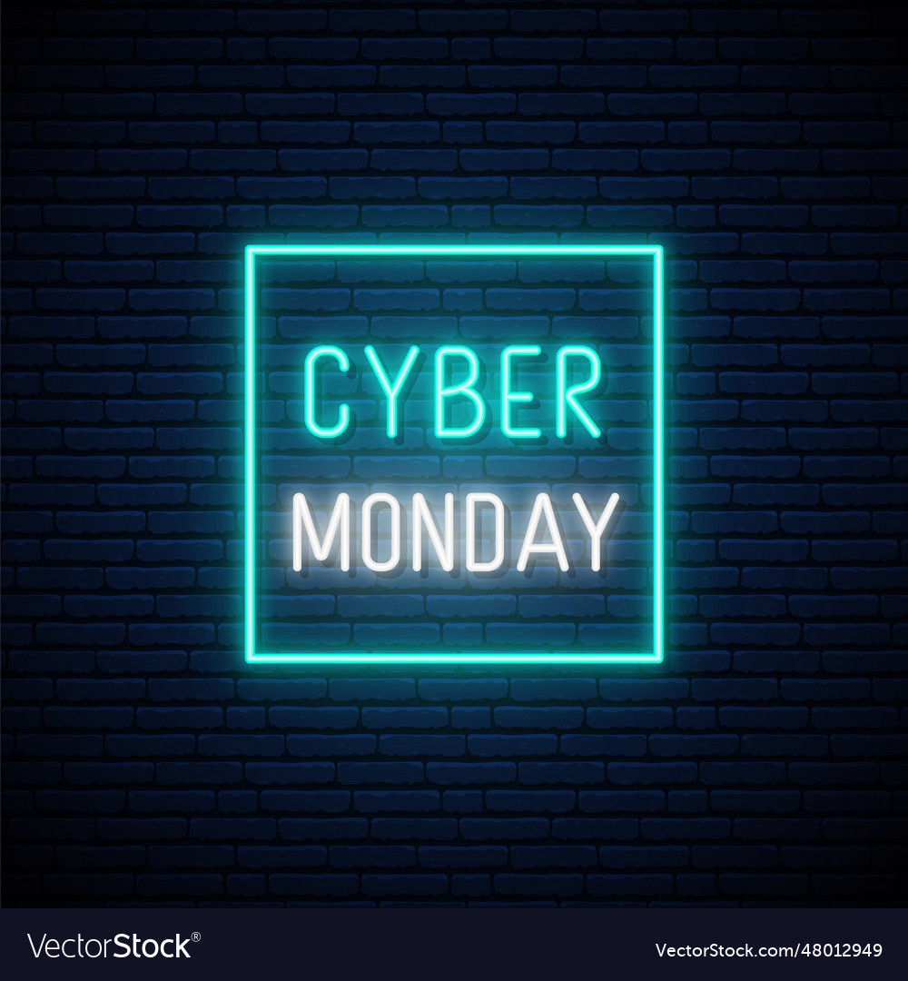 Cyber monday sale neon signboard neon Royalty Free Vector