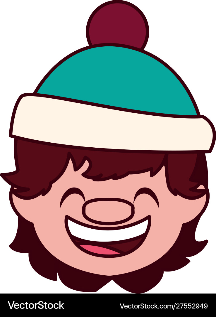 Head cute boy with hat Royalty Free Vector Image