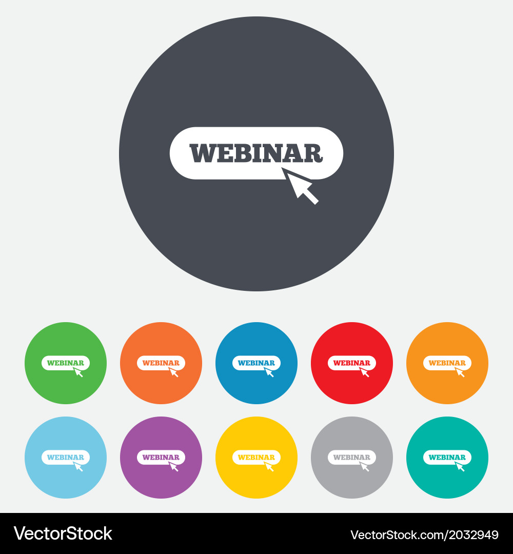 Webinar with cursor pointer sign icon web study Vector Image
