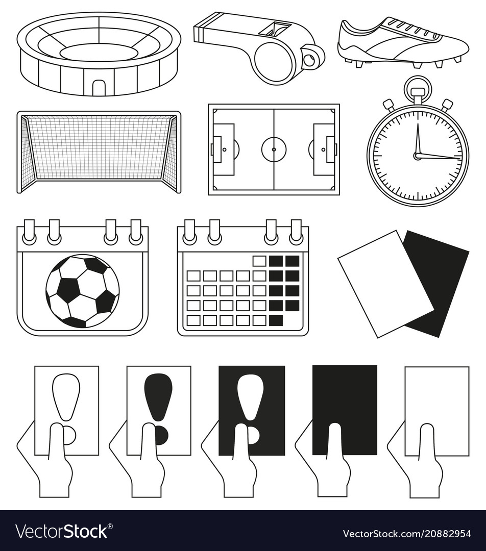 14 soccer elements black and white set