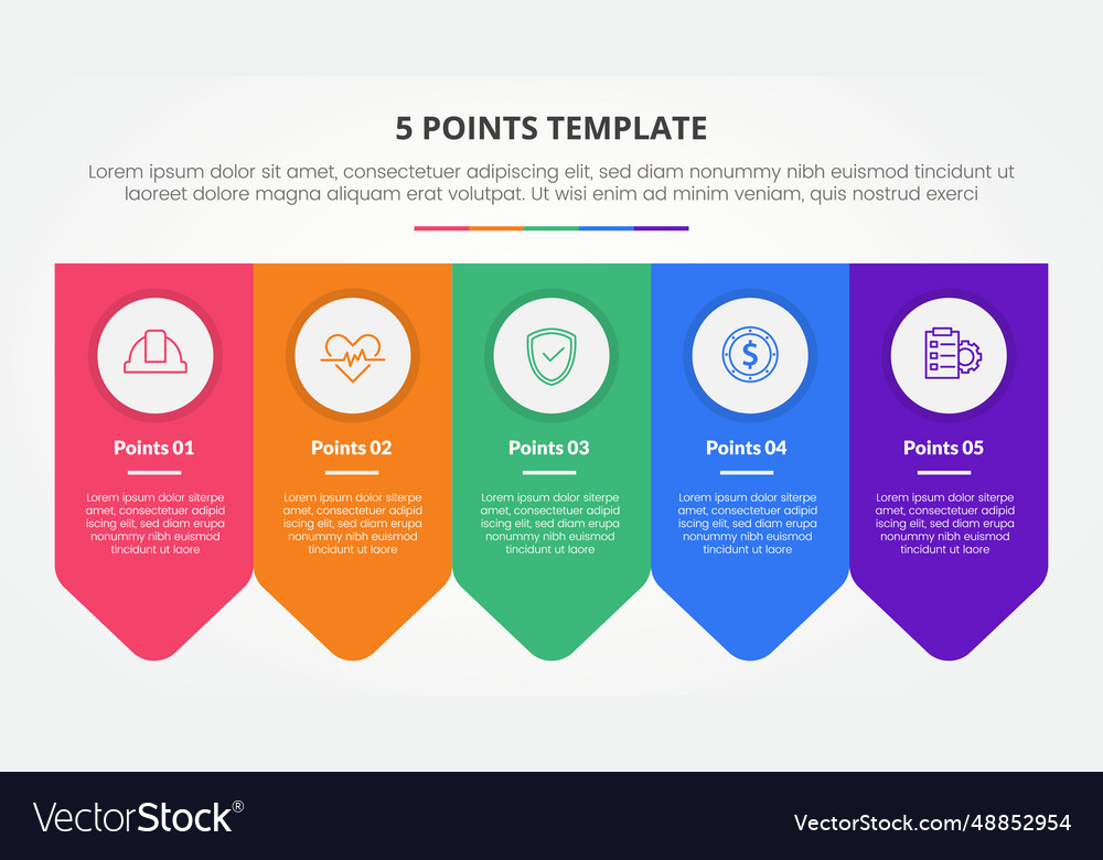 5 points stage template infographic concept Vector Image