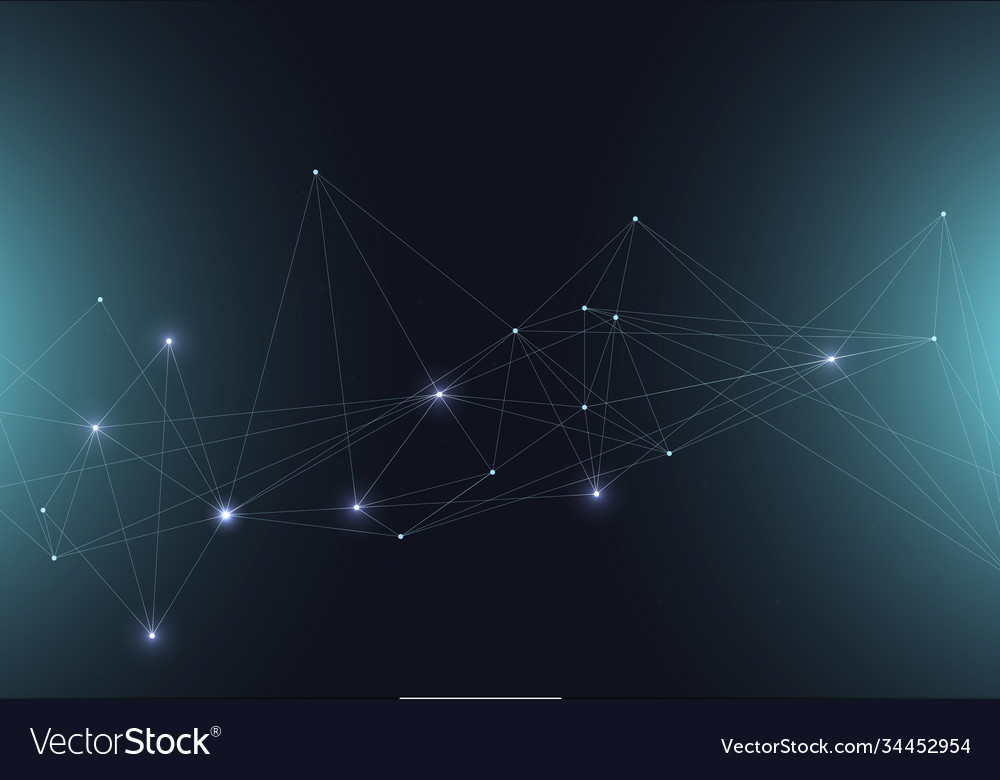 Abstract glowing bright molecules with dots