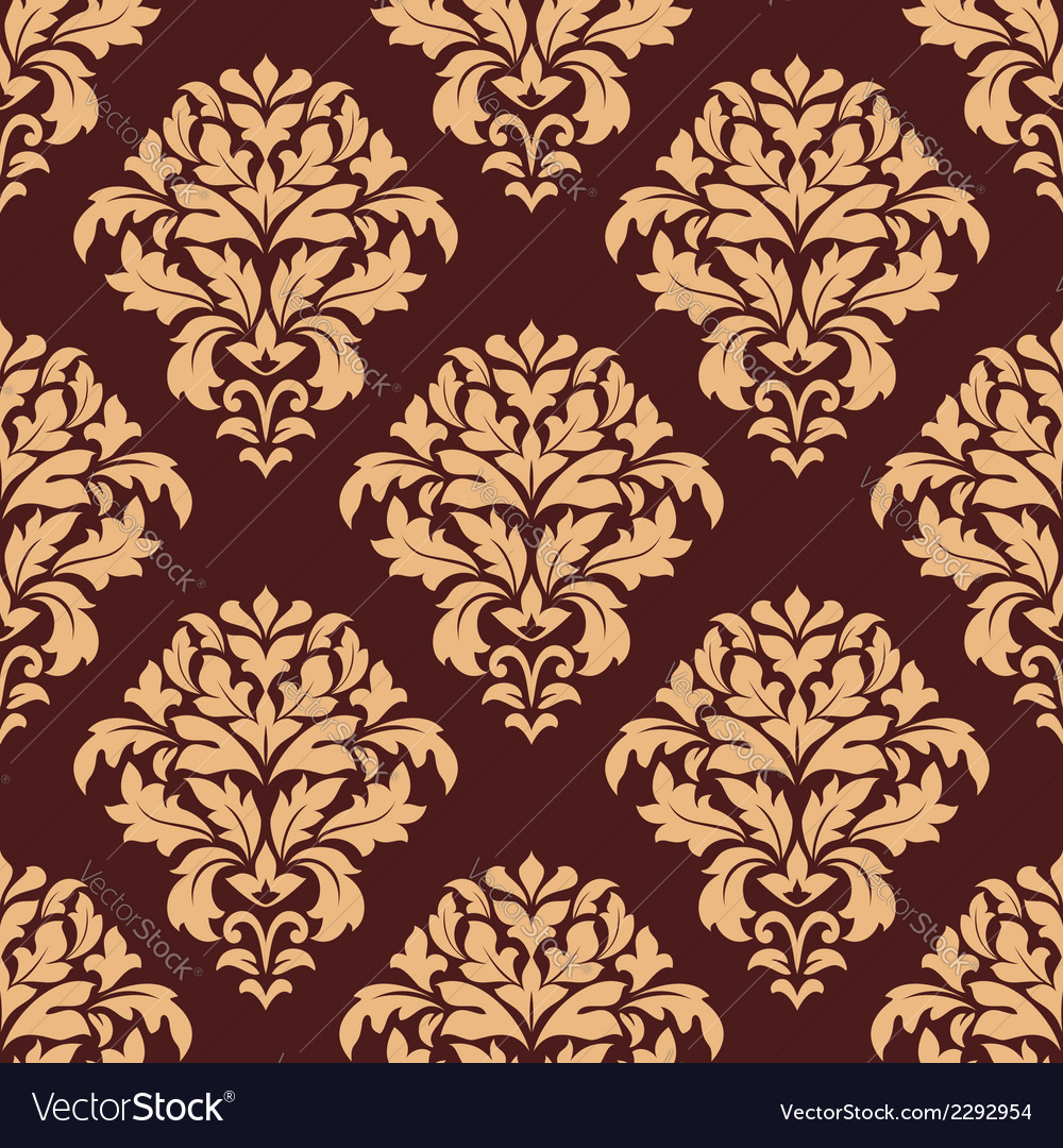 Beige and maroon seamless damask pattern