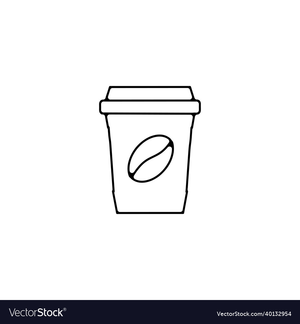 Coffee cup thin line icon disposable cup hand Vector Image