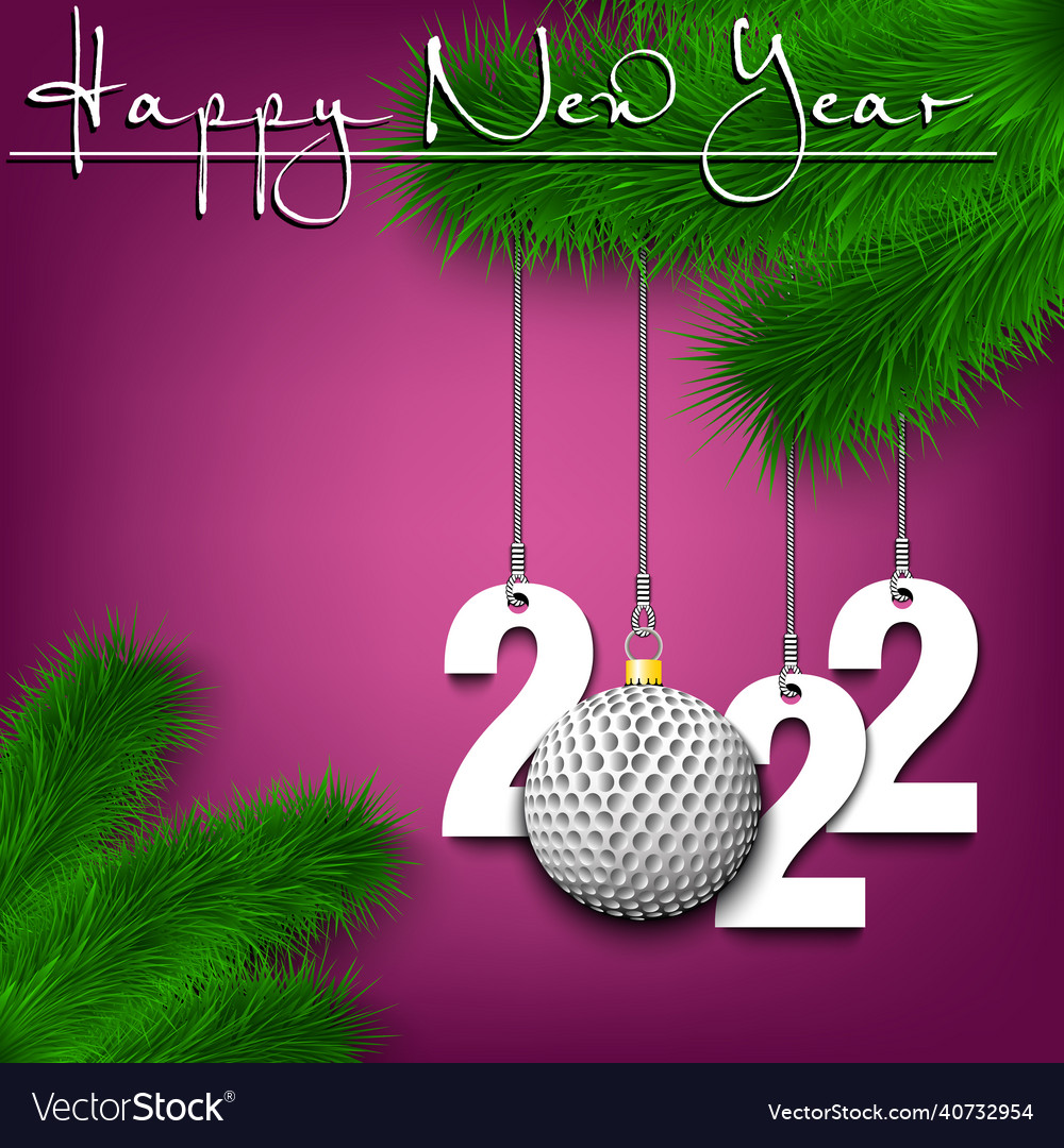 Happy new year 2022 and golf ball Royalty Free Vector Image