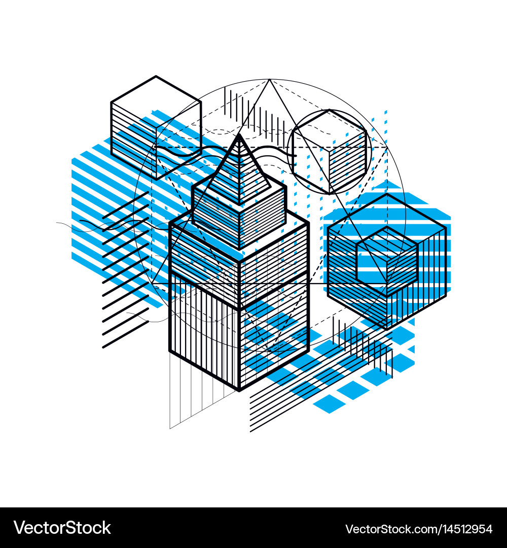 Isometric linear abstract background lined Vector Image