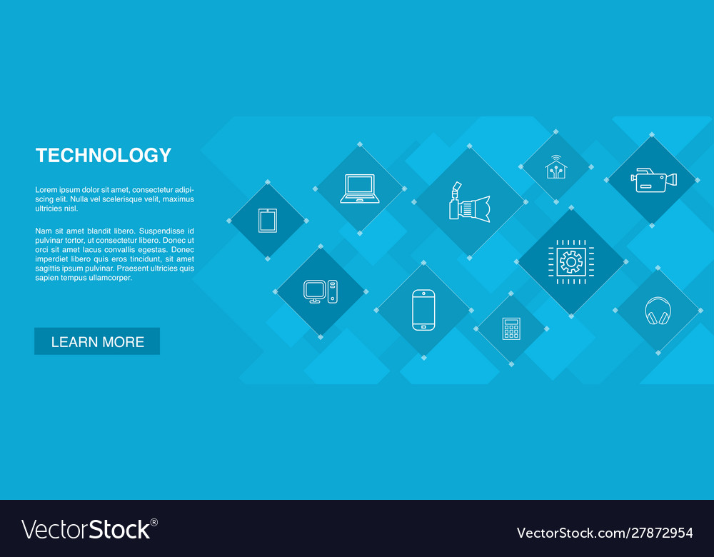 Technology banner 10 icons conceptsmart home