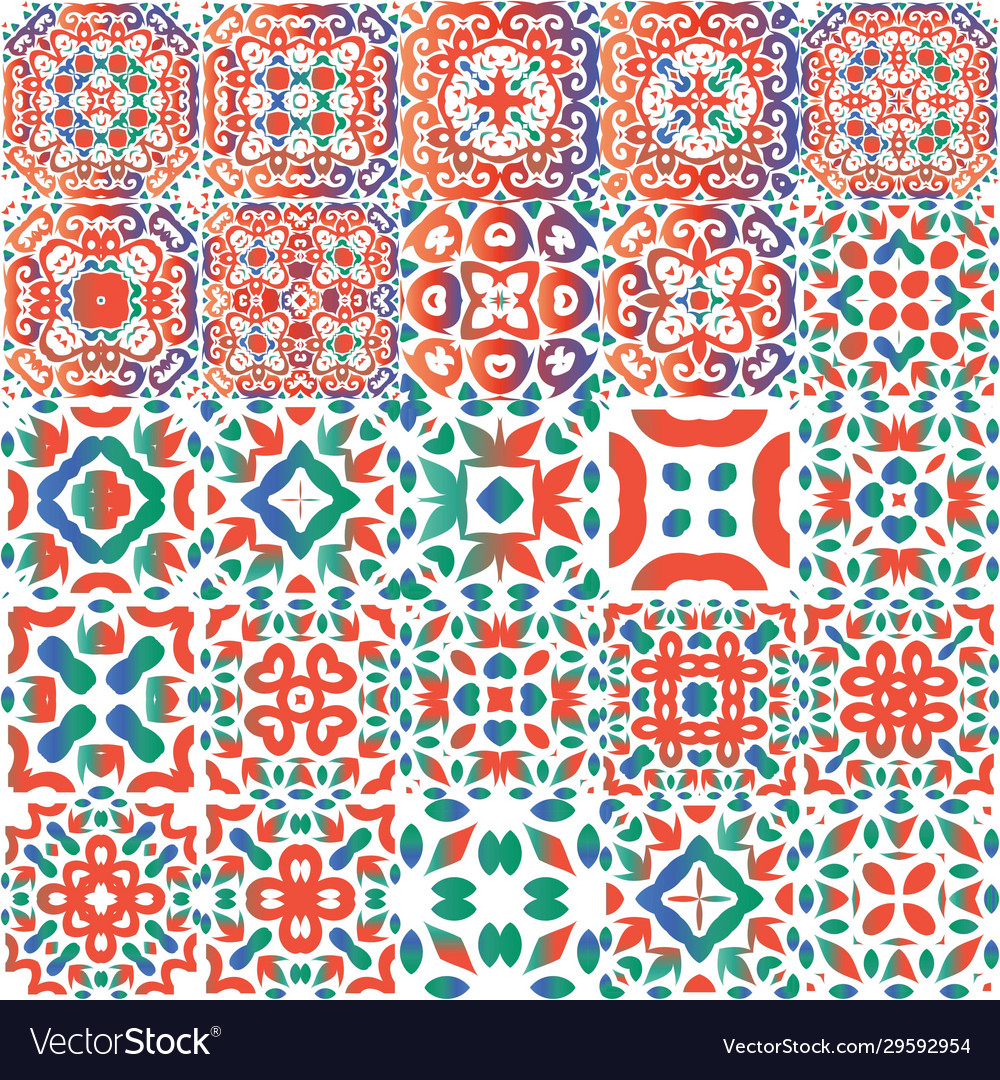 Traditional patterns in ethnic ceramic tile Vector Image