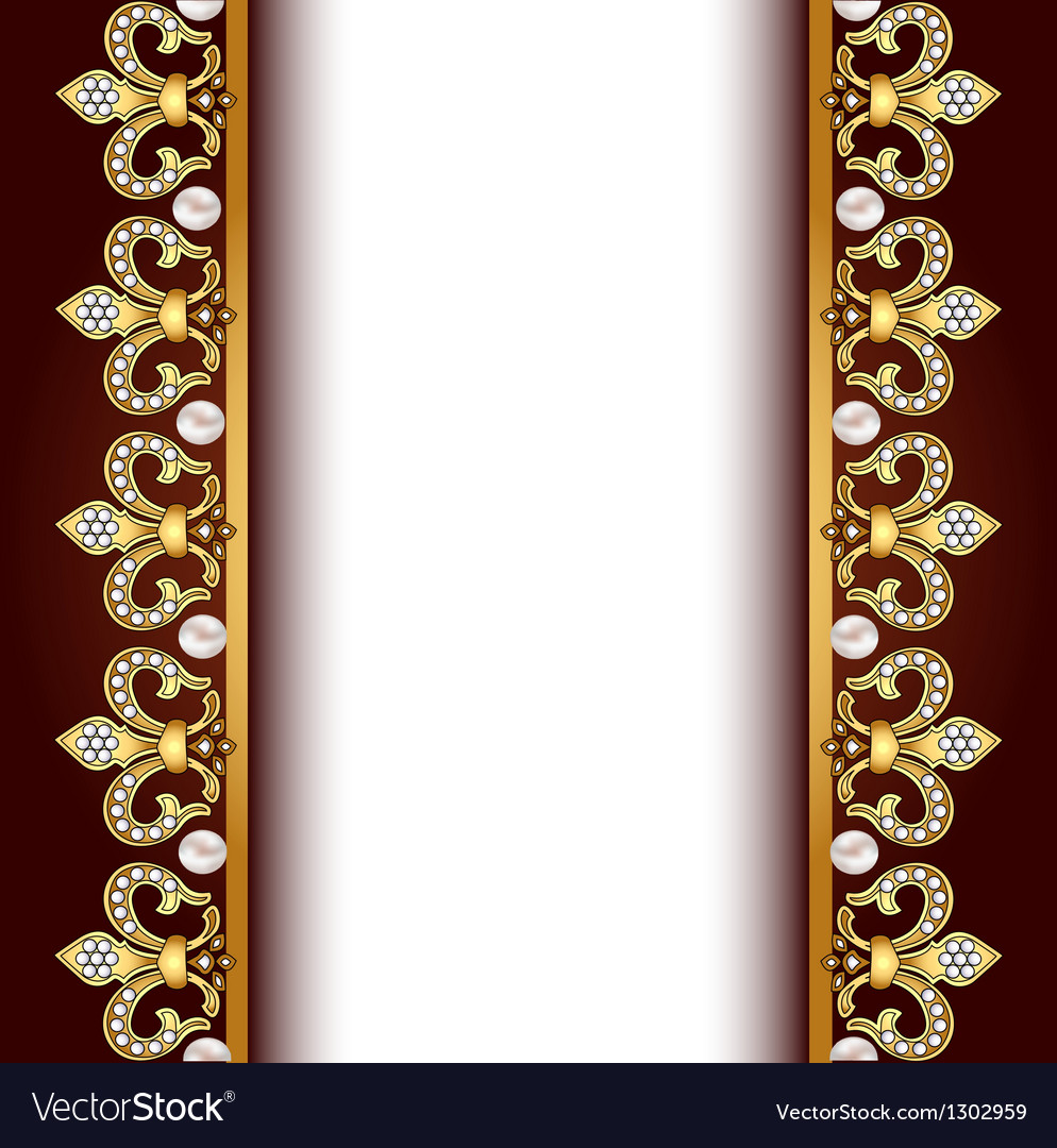 Background with gold ornaments and pearls Vector Image Background with gold ornaments and pearls Vector Image