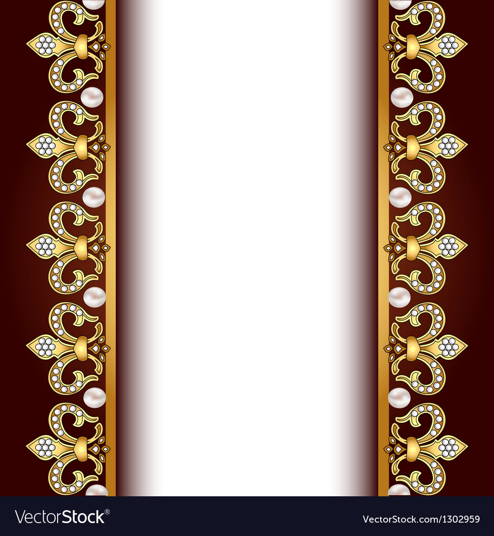 Background with gold ornaments and pearls Vector Image