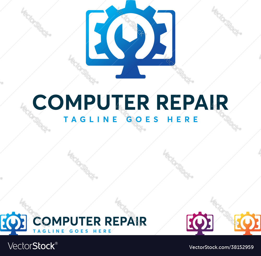 Computer service logo designs concept Royalty Free Vector