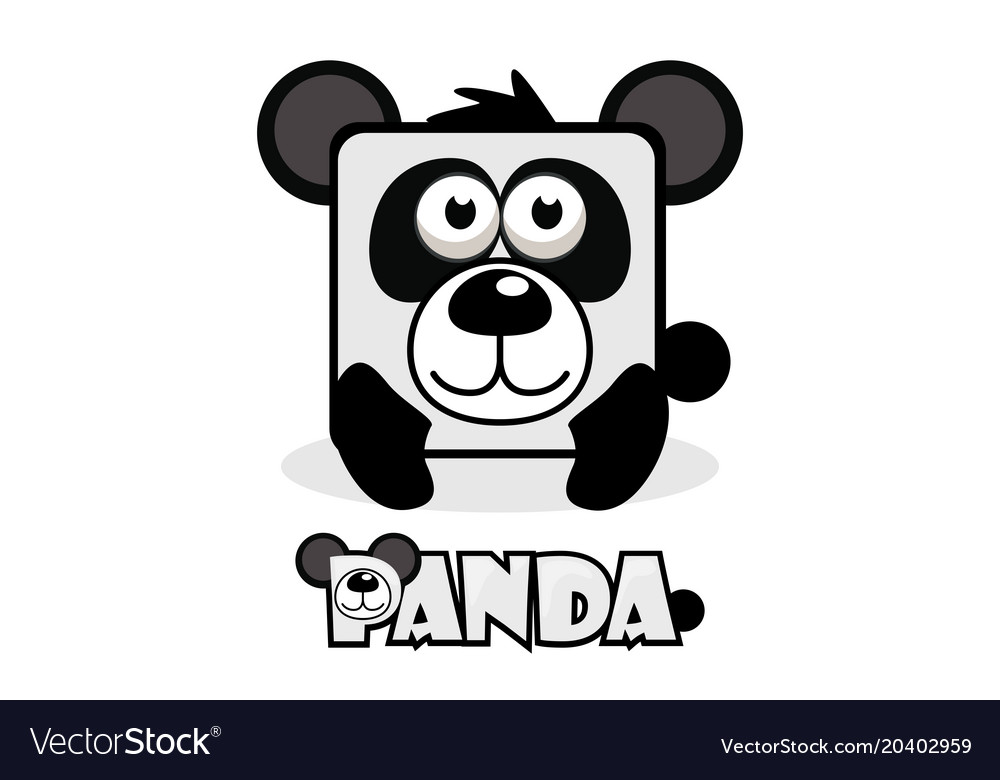 Cute cartoon square panda set animals Royalty Free Vector