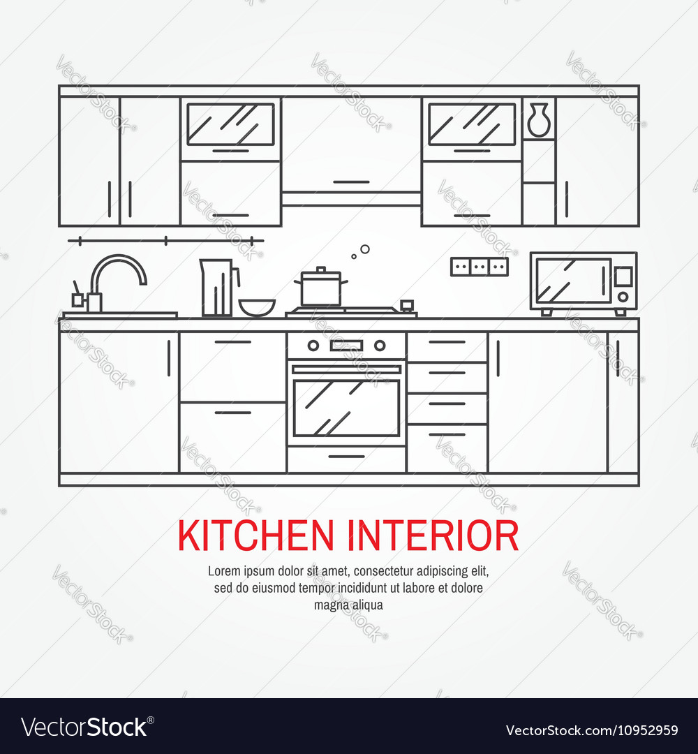 Modern kitchen wall interior Royalty Free Vector Image