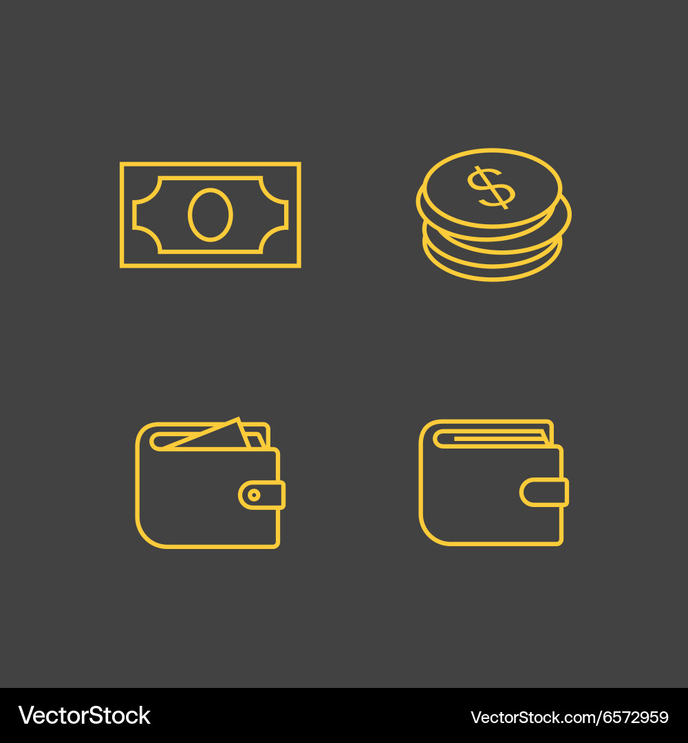 Money icon set Royalty Free Vector Image - VectorStock