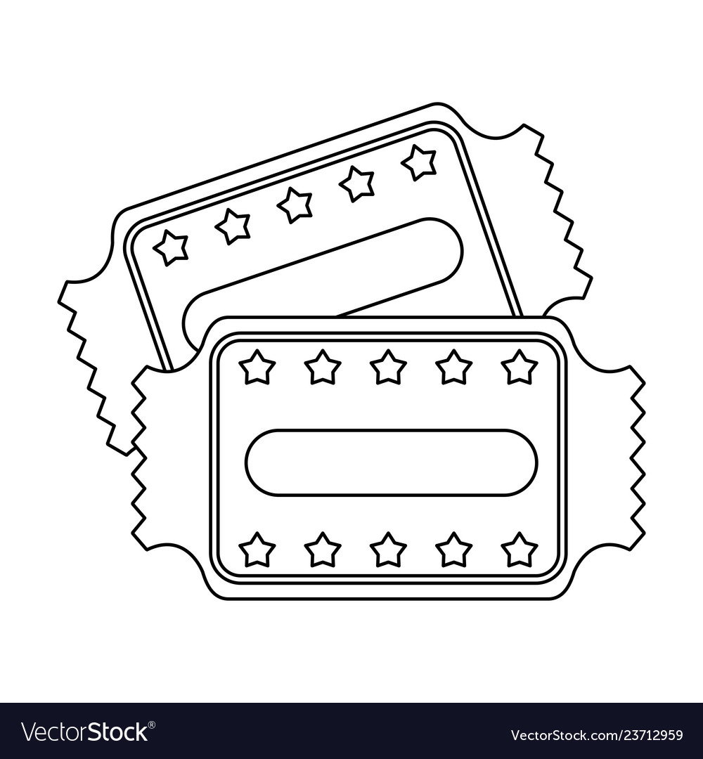 Movie tickets symbol black and white Royalty Free Vector