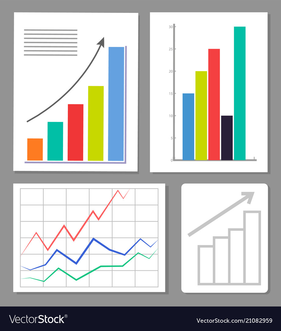 Set of four charts colorful Royalty Free Vector Image