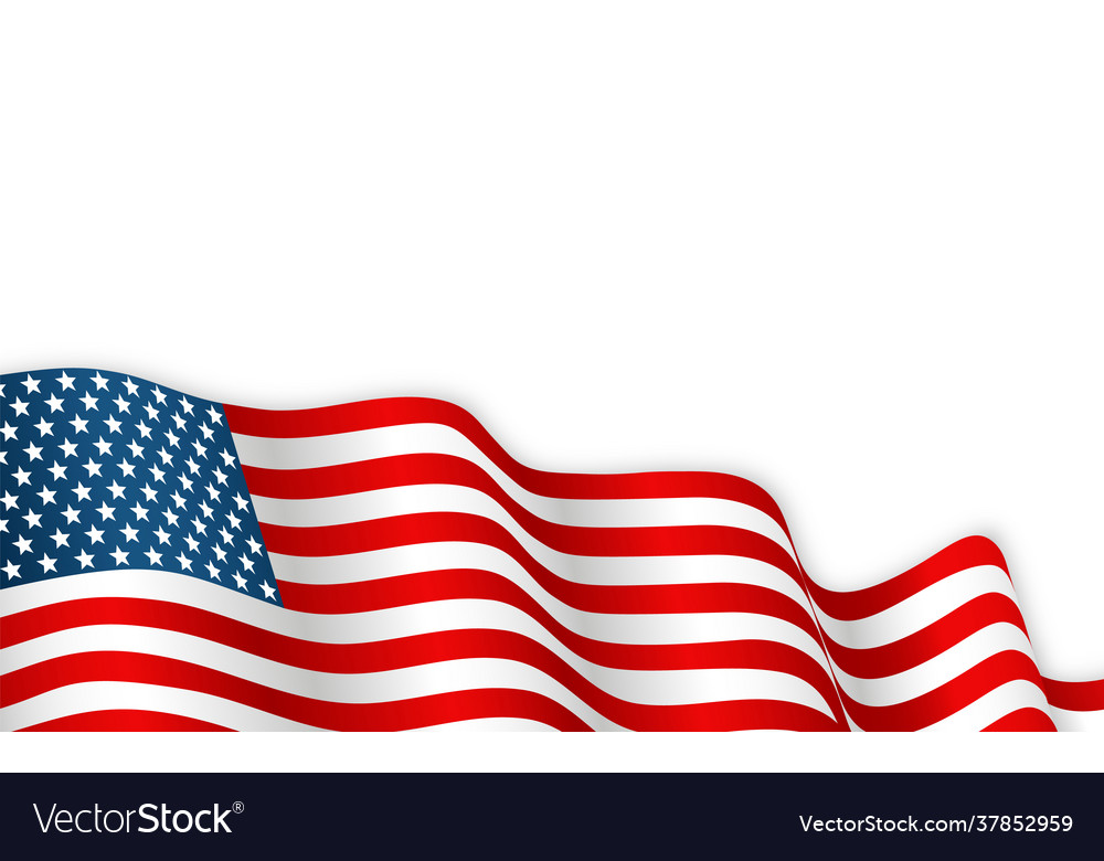 Usa flag waving on wind 4th july vector image Usa flag waving on wind 4th july