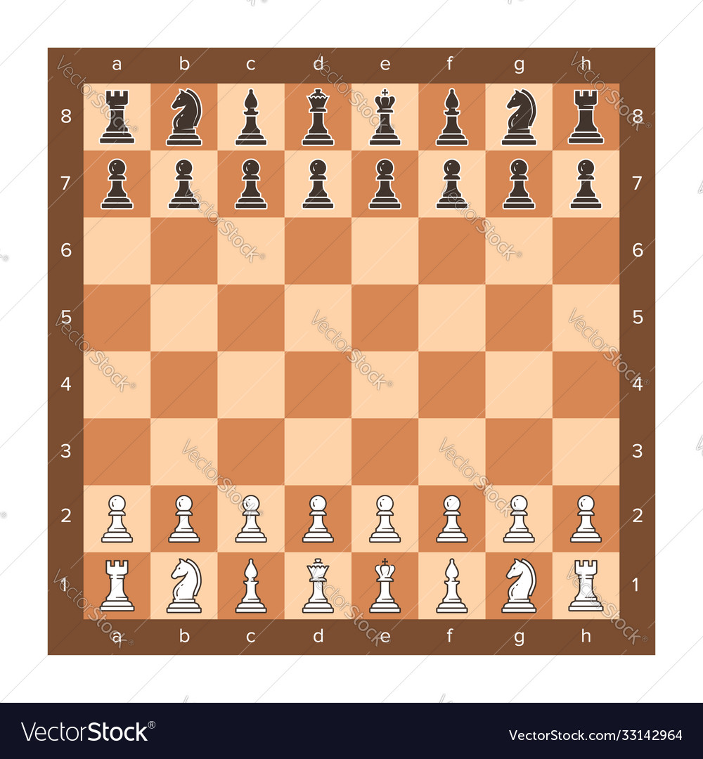 Chess board with pieces Royalty Free Vector Image