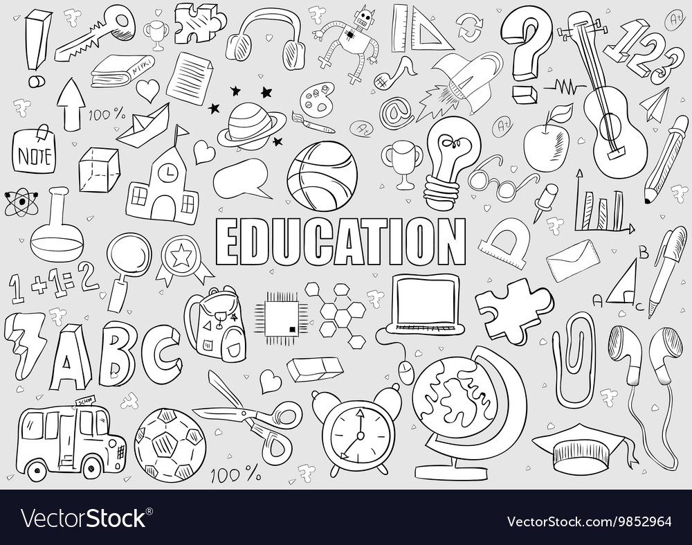 Education objects background drawing by hand Vector Image