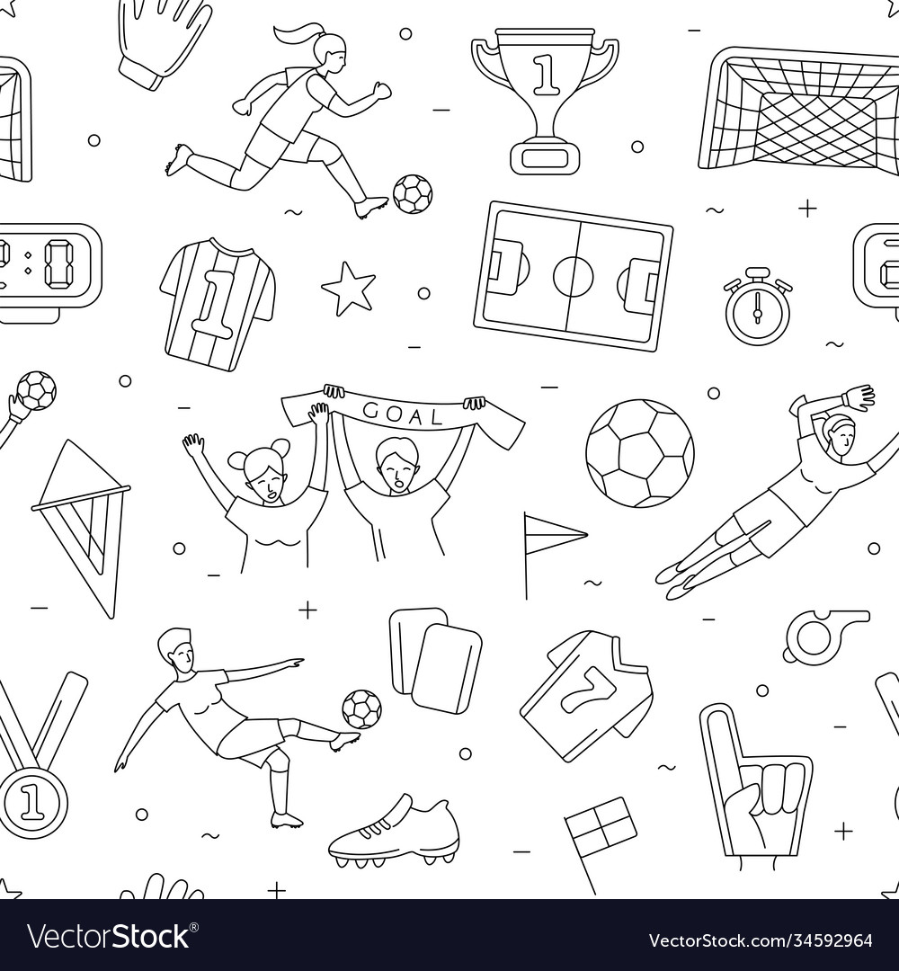 Female soccer football player game match seamless vector image Female soccer football player game match seamless